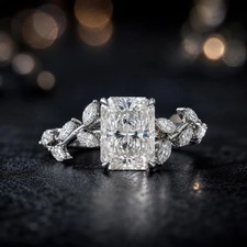 3.30 CT Radiant-Cut VS Lab Grown Diamond Solitaire Wedding Ring 14k White Gold picture
