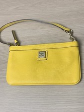 Dooney and Bourke Sunflower/Lemon Yellow Pebble Grain Large Slim Wristlet Clutch picture
