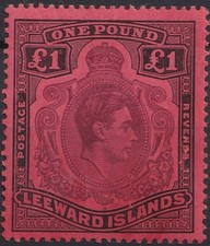 Leeward Islands Stamps 1938 £1 brn purple & blk/red Nov 1938 SG114 MNH CV £400 picture