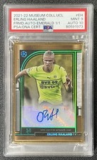 1/1 ERLING HAALAND PSA 9 2021 TOPPS MUSEUM UCL #FA-EH FRAMED 10 AUTO EMERALD 1/1 picture