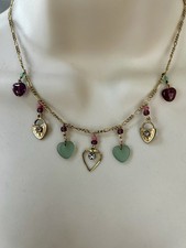 Vintage Lucy Isaacs Padlock Hearts Charm Necklace picture
