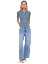 Women's Ribbed Henley Top, Casual Long Sleeve Shirt, Soft Stretchy Fabric picture