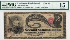 1865 $2 Lazy Deuce-Second National Bank -Providence, RI-CH#565- PMG Graded 15 picture