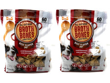 2 Pks Nylabone Broth Bones Natural Edible Dog Chews Beef Flavor 60ct 2.60lb Each picture