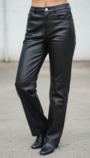 Vintage Colebrook & Co Women's Genuine Leather Biker Pants Black Lined Size 8 picture