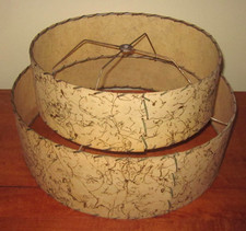 Vintage MCM Two Tier Fiberglass Lampshade .. edge wear picture