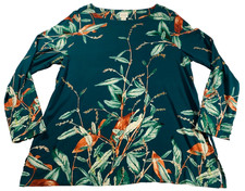 Chicos Womens Tunic Top Sz 2 US L Fairie Vines Scoop Neck Knit Green Floral NWT picture