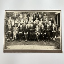 Antique Group Photograph On Board Young Men School Boys Class Signed ID On Back picture