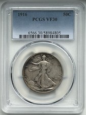 1916 Walking Liberty Half Dollar - PCGS VF30 picture