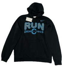 Nike Men's Sportswear Club Fleece 2025 Chicago Marathon Hoodie Size M Black New picture