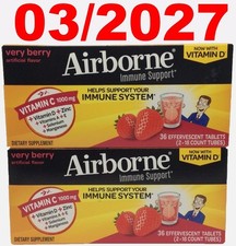 Airborne Immune Support 72 Effervescent Tablet Vitamin C 1000mg +Zinc Very Berry picture