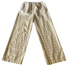 TOWN Clothes Women’s M Beige Plaid 100% Linen Wide Leg Pants Pockets Minimal picture