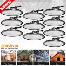 10Pack UFO Led High Bay Light 200W Commercial Industrial Factory Warehouse Light picture