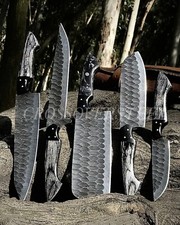 Handmade HAND FORGED DAMASCUS STEEL CHEF KNIFE Set Kitchen Knives picture