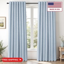 Topfinel Light Blue Linen Curtains 84 Inches Long for Living Room Bedroom 100% F picture