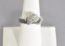 JAI John Hardy Sterling Silver & 14K Croco Pave Black Spinel Band Ring - Size 8 picture