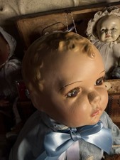 Gorgeous Rare Restored Antique 23” Composition & Cloth Baby Doll Hendren Baby picture
