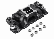 Dual Plane Intake Manifold Black for Small Block Chevy SBC 283 305 327 350 400 picture