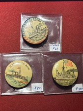 Antique 1890's Pinback Button Lot Of (3) Remember The U.S.S. Maine Battleship picture