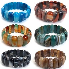 1pc Botswana Agate Bracelet 10*25mm Beaded Healing Reiki Stretchy Bracelet picture