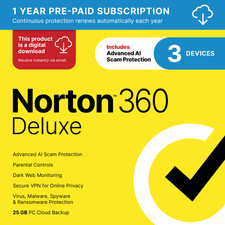 Norton 360 Deluxe | 3 Devices | Digital Download Code sent by Email picture