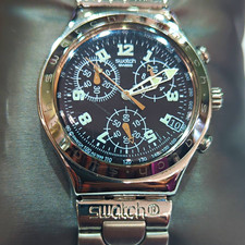 Swatch Irony Swiss Quartz Chronograph 100m Black Dial 39mm Steel Bracelet picture