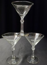 Vtg Beefeater Gin Martini Glasses Set of 3 Clear Ornate Stemmed Barware picture
