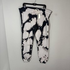 THE GREAT. Pants Womens 2 Black Tie Dye Sweatpants Elastic Cuff Pockets USA picture