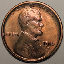 1913S LINCOLN WHEAT Unc. BU Full Red Great Eye Appeal & Luster T112231 picture