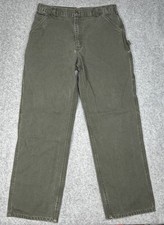 Carhartt B11 Utility Work Pants Mens Fit 36x32.5 Moss Green Washed Duck Dungaree picture
