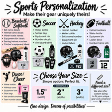 Personalized Athlete Name Pack – Custom Sports Vinyl Decals picture