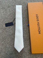 Authentic Louis Vuitton 100% Silk Tie Micro Monogram Tie White Made in Italy picture
