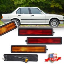 4X Amber Front+Red Rear Bumper Side Marker Lights For BMW E30 E32 E34 3 5 series picture