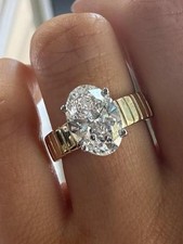 6Ct Oval Cut GRA Certified Moissanite Solitaire Engagement Ring 14K Gold Plated picture