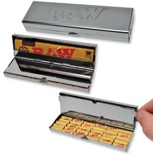 RAW Metal Storage Case - Fits King Size Rolling Papers & up to 30 PreRolled Tips picture