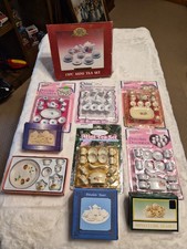Vintage 90s Miniature Porcelain Tea Set Lot Walmart Colorware Strawberry Bear. picture