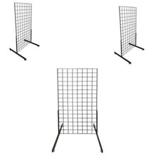 3 Pc GLOSS BLACK Gridwall panels 2' x 4' T-Leg Stands Display Hanging Fixture picture