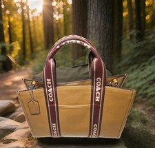 Coach Smith Tote Pebbled Leather Bag SV Penny Double Handle Caramel Tan Maroon picture
