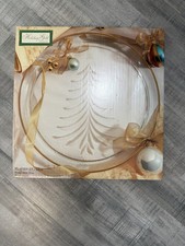 Indiana Glass Holiday Gold 13” Christmas Tree Platter Gold New Factory Sealed picture