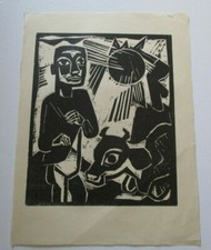 PORTRAIT ANTIQUE RARE   WOODCUT GERMAN EXPRESSIONISM RARE ABSTRACT MODERNISM  picture
