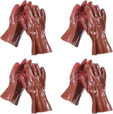 4 Pairs Sewer Gloves, Anti-Slip PVC Plumbing Gloves Abrasion Resistant picture
