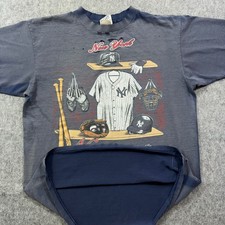 Vtg Nutmeg New York Yankees Shirt Men XL 1991 Sun Faded Distressed Single Stitch picture
