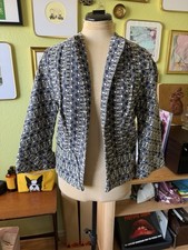 Vtg 1950s Agnes Barrett Quilted Jacket Open Front Sashiko Style Pattern Gauntts picture