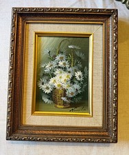 Nancy Lee Signed Floral Still Life Painting Matted & Framed 5x7/9x11 MCM picture