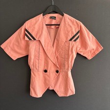 VTG 80s In Motion Coral Pink Linen Cotton Blazer Top - modern day size 6 picture