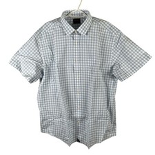 UNTUCKit Clarke Shirt Short Sleeve Button Up Mens 3XL Reg Blue Check Cotton NEW picture