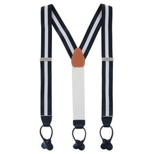 Trafalgar Men's Montague Center Stripe Nylon Button End Suspenders picture
