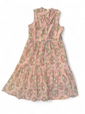 APRIL CORNELL 100% COTTON Rose Print Ruffle DRESS Women’s L Large NWT Pockets picture