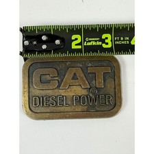 Vintage 1976 Caterpillar CAT Diesel Power Belt Buckle – Brass‑Tone 3.25