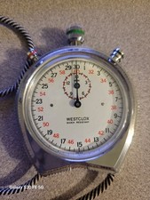 Swiss Westclox Shock Resistant Stopwatch Chronograph Metal Silver with Lanyard picture